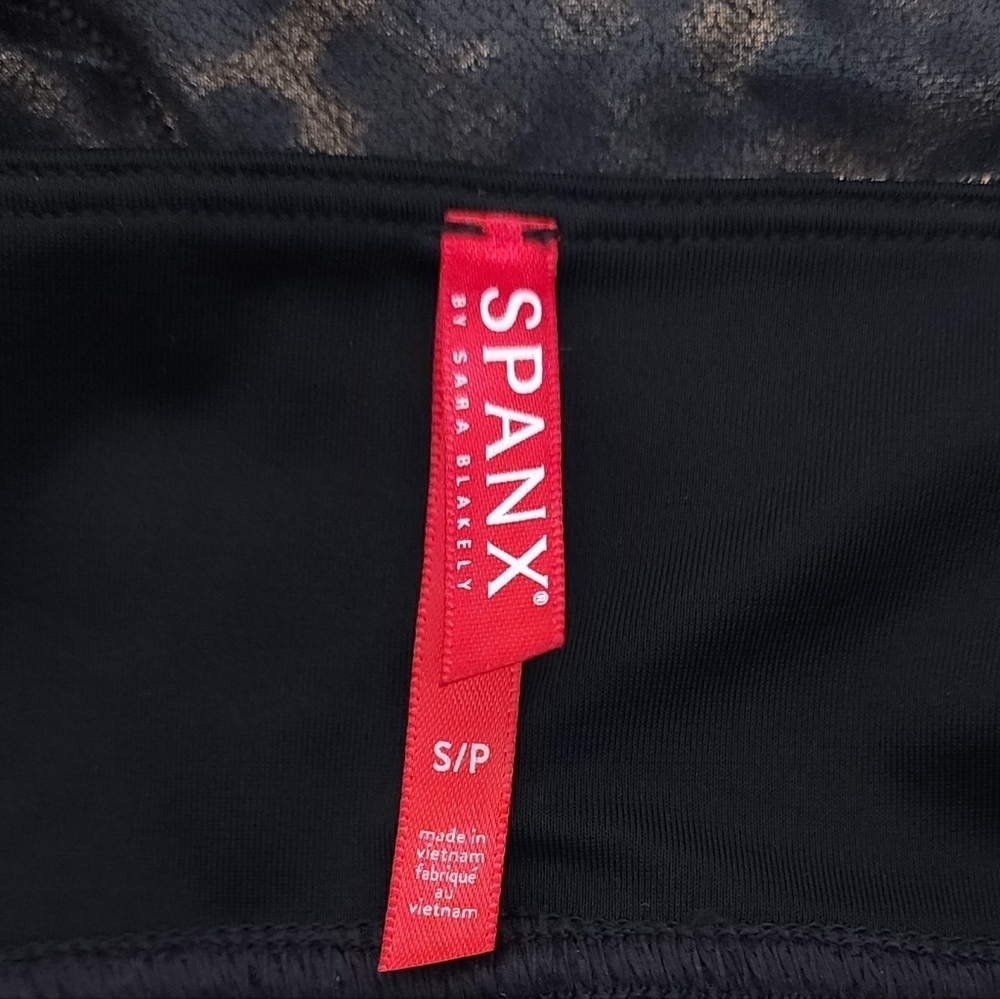Spanx Faux Leather Leopard Animal Print Leggings Brown Metallic Size Small - Picture 4 of 8
